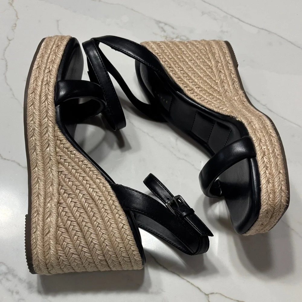 Kelly & Katie Black Espadrille Wedges